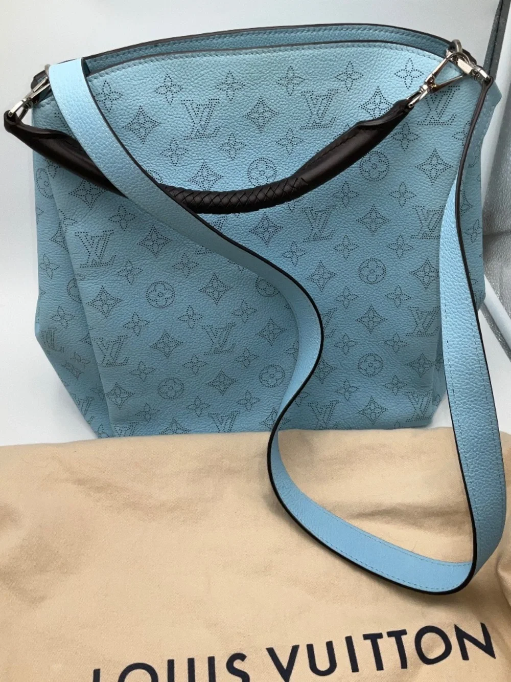 Louis Vuitton Ice Blue Mahina Leather Babylone PM 2 way